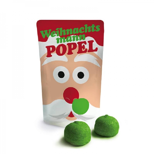 Weihnachtsmann Popel, 2 leckere Marshmallows aus Schaumzucker